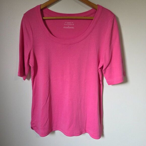 NEW W/O TAGS TALBOTS THE TALBOTS TEE PINK SCOOP NECK TEE SIZE M - Picture 1 of 15